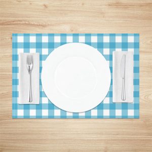 Bright Blue White Plaid Modern Set Of 4 Placemats - Aperturee