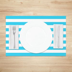 Bright Blue White Stripe Dining Set Of 4 Placemats - Aperturee