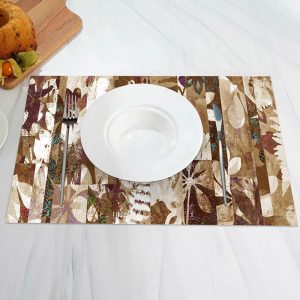 Brown Abstract Butterfly Pattern Set Of 4 Placemats - Aperturee