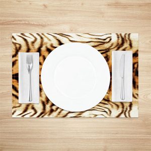 Brown Tiger Stripes Retro Dining Set Of 4 Placemats - Aperturee