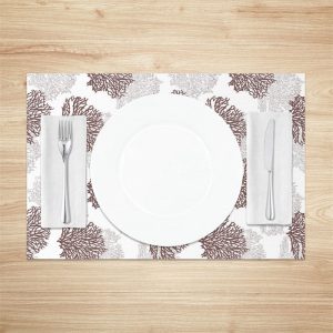 Brown White Corals Modern Dining Set Of 4 Placemats - Aperturee