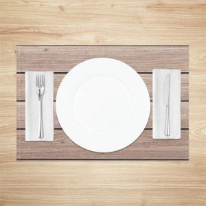 Brown Wood Texture Dining Fabric Set Of 4 Placemats - Aperturee