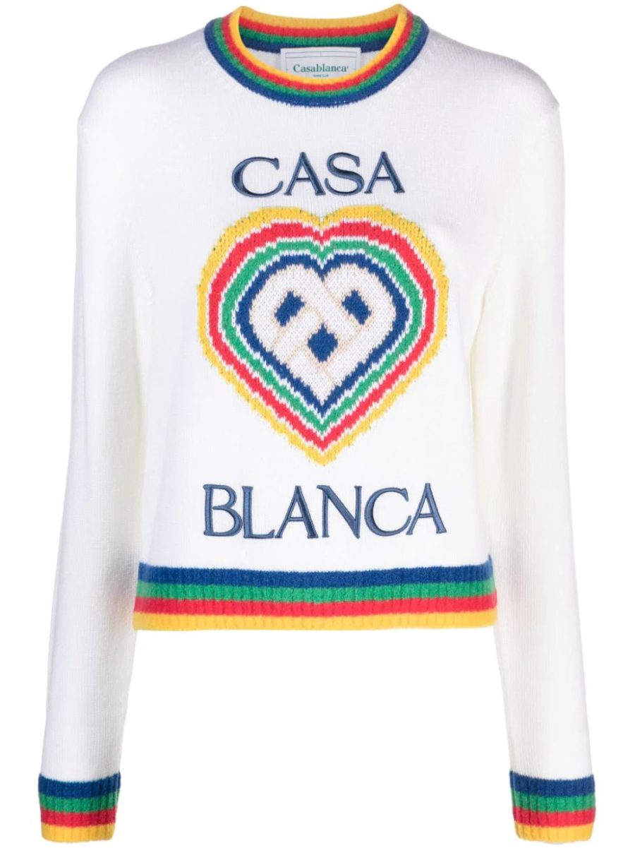 CASABLANCA WOMEN Heart Casa Brand Jumper White