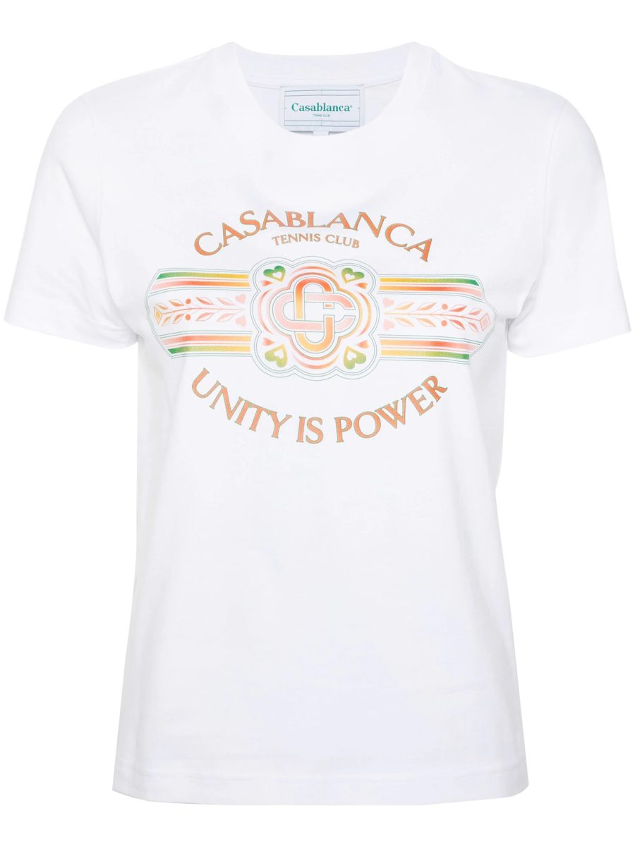 CASABLANCA WOMEN Unity Is Power Printed Fitted T-Shirt White