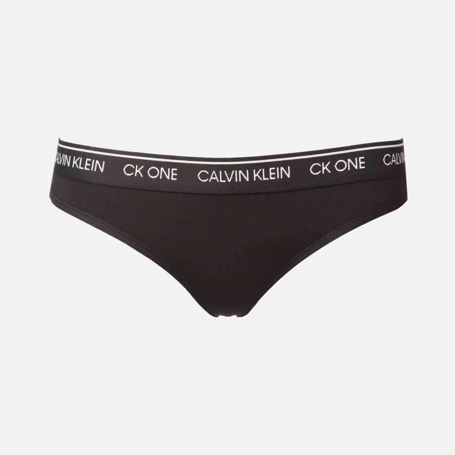 Calvin Klein Women's Ck Logo Thong - Black - L