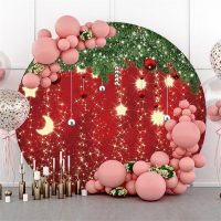 Christmas Balls With Lights Circle Holiday Backdrop - Aperturee