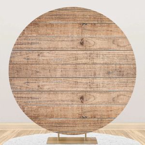 Circle Wooden Textured Simple Baby Shower Backdrop - Aperturee