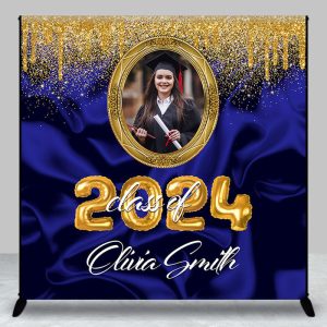 Class Of Blue Gold Custom Photo Graduation Backdrop - Aperturee