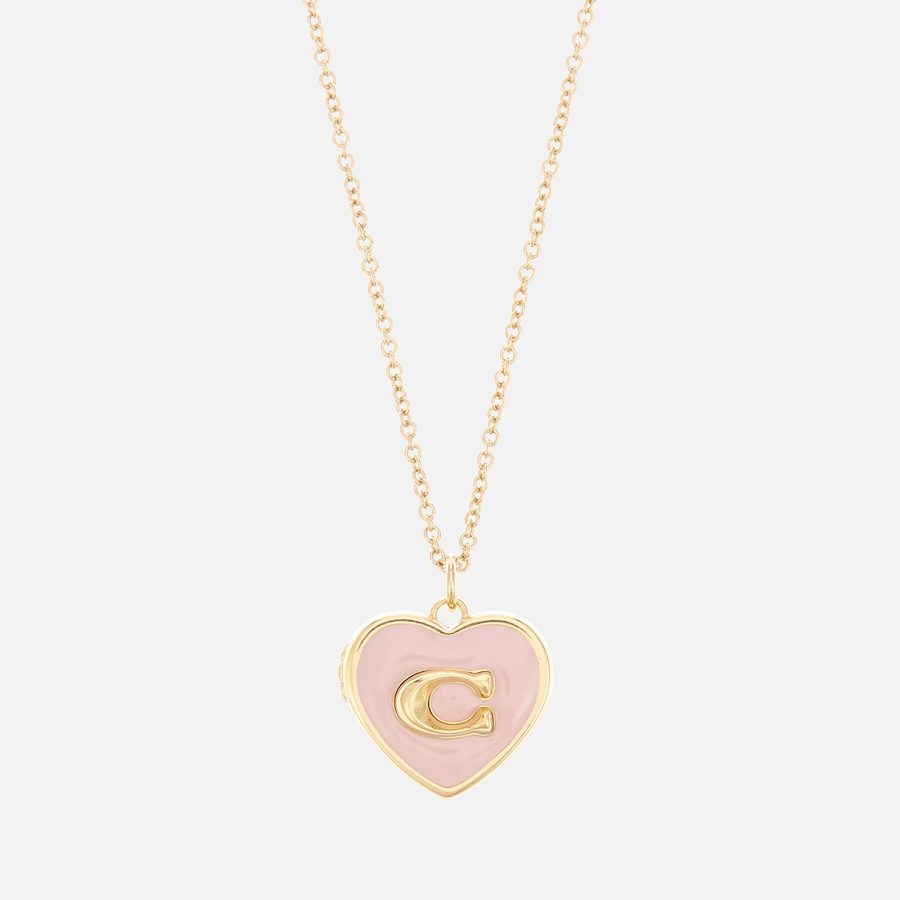 Coach Heart C Gold-Plated Pendant Necklace
