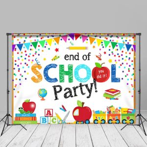 Colorful Elements End Of School Party Photo Backdrop - Aperturee