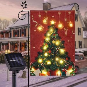 Colorful Lighted Christmas Tree Red Garden Flag - Aperturee