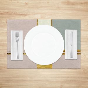 Colors Block Golden Morden Fabric Set Of 4 Placemats - Aperturee