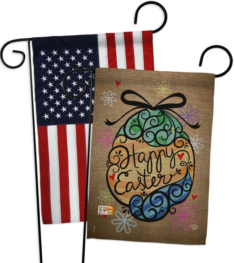 Colourful Happy Easter Egg - Impressions Decorative USA - Applique Garden Flags