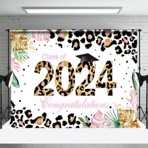 Congrats Class Of 2024 Leopard Print Photos Backdrop - Aperturee