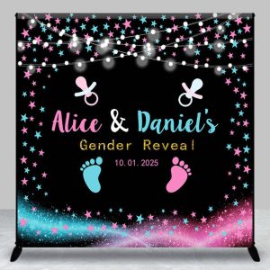 Custom Footprint Pacifier Gender Reveal Backdrop - Aperturee