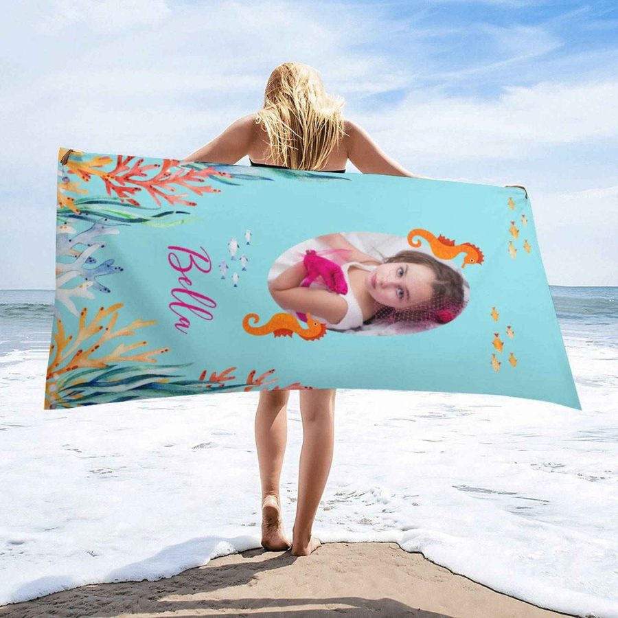 Custom Photo Under Sea Summer Girl Beach Towel - Aperturee