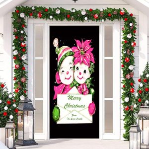 Cute Floral Baby Black Merry Christmas Door Cover - Aperturee