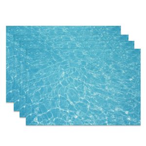 Cyan Sea Water Wave Summer Dining Set Of 4 Placemats - Aperturee