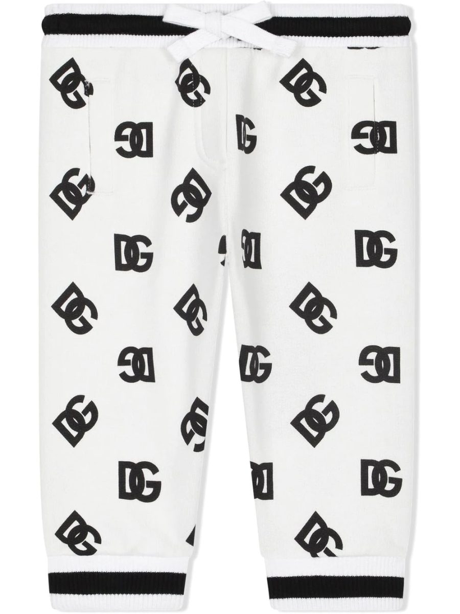 DOLCE & GABBANA BABY DG Logo-print Sweatpants White Black