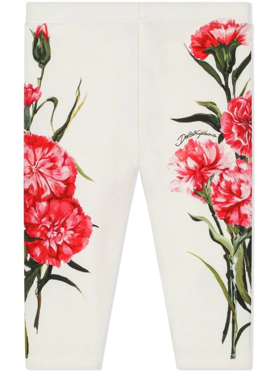 DOLCE & GABBANA BABY Floral-Print Leggings White Multicolour
