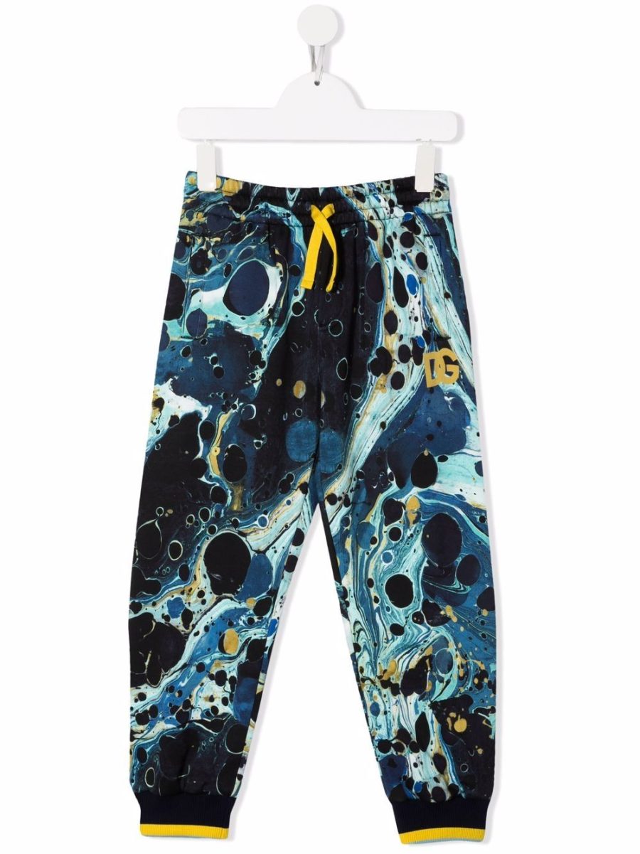 DOLCE & GABBANA KIDS Abstract Print Sweat Pants Blue