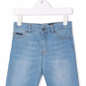 DOLCE & GABBANA KIDS Logo-Patch Denim Shorts Blue