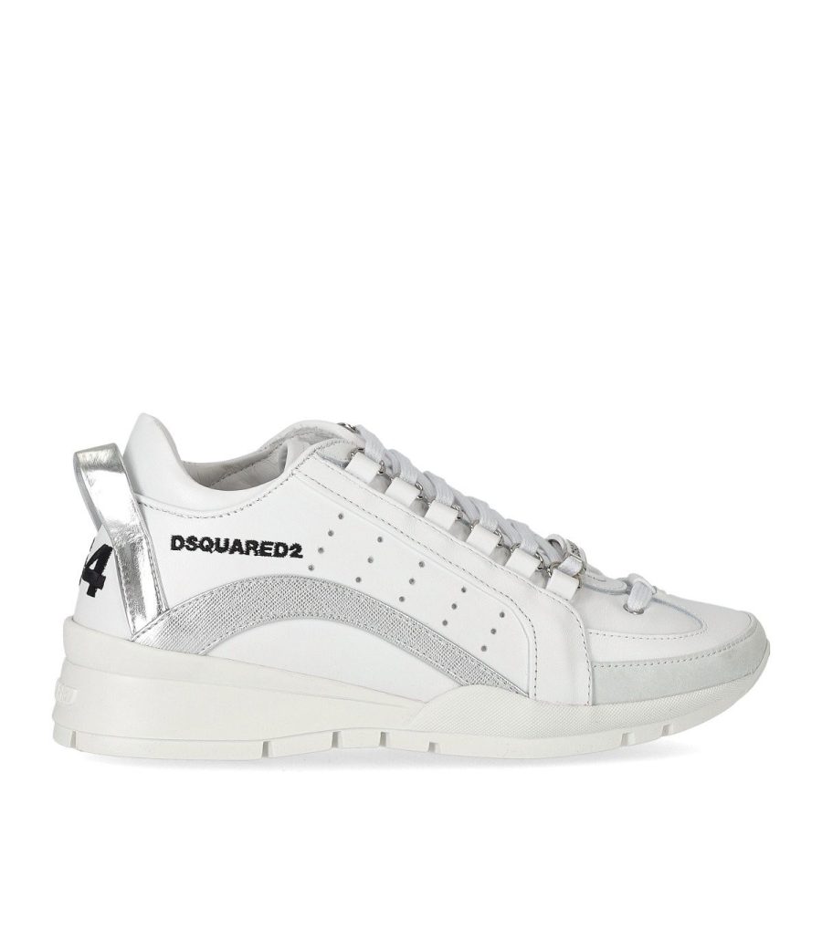 DSQUARED2 WHITE AND SILVER LEGENDARY SNEAKER