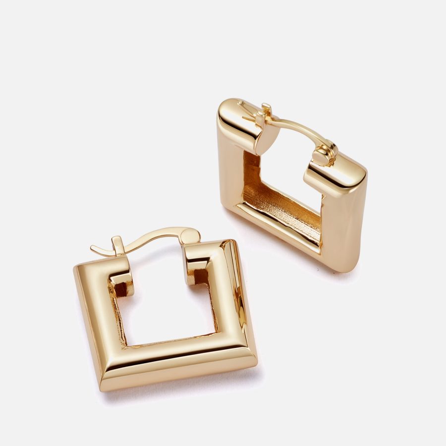 Daisy London X Polly Sayer Gold-Plated Chubby Square Earrings
