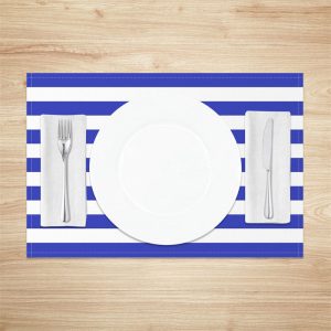 Dark Blue White Stripe Dining Set Of 4 Placemats - Aperturee