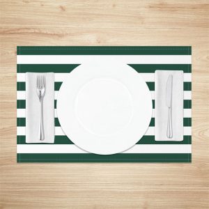 Dark Green White Stripes Patterns Set Of 4 Placemats - Aperturee