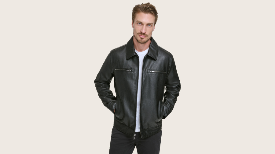 Dockers James Dean Leather Jacket, Men's, Black L