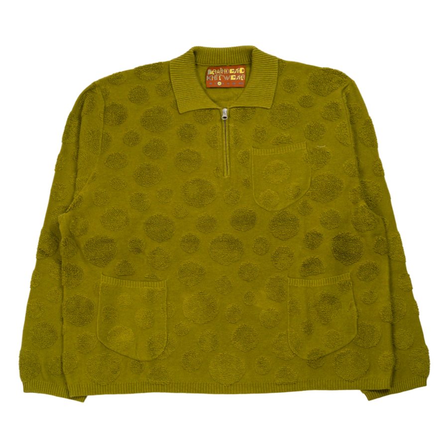 Dot sweater with half zip in cotton
