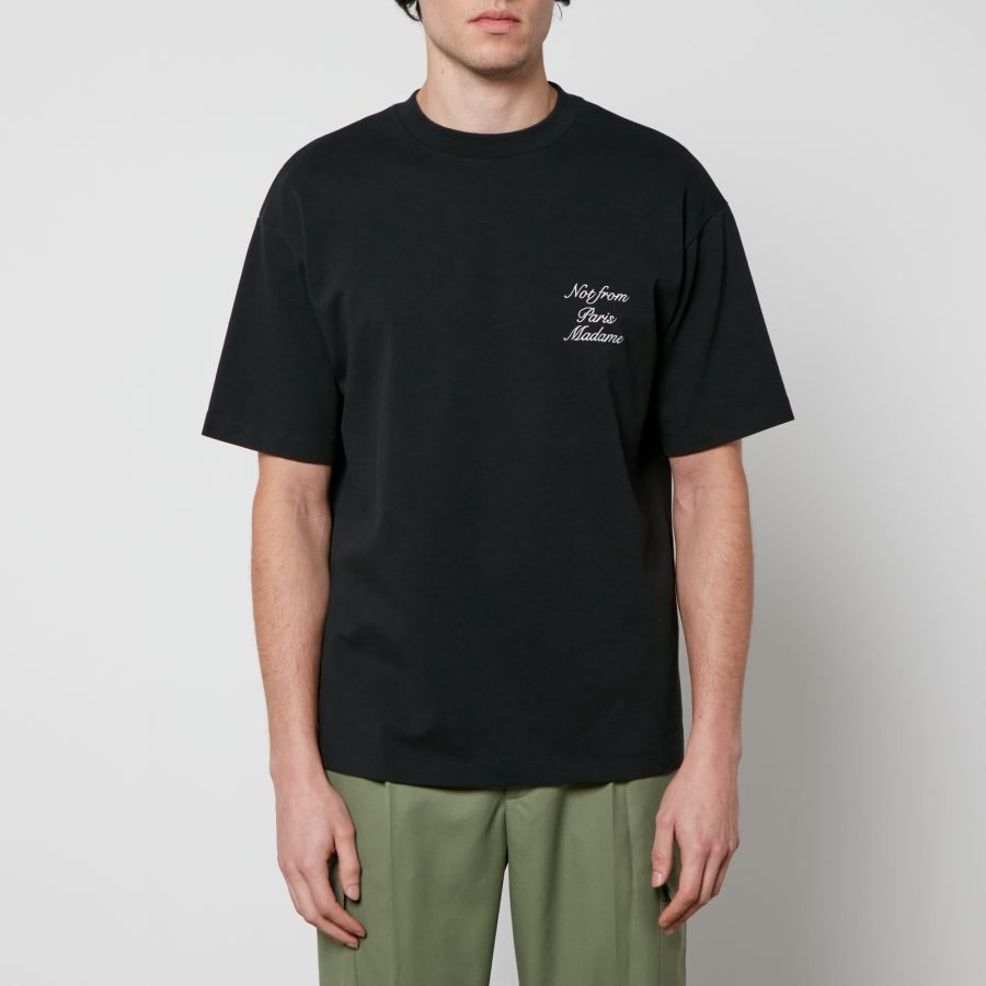 Drôle De Monsieur Le T-Shirt Slogan Cursive Cotton-Jersey T-Shirt - XL