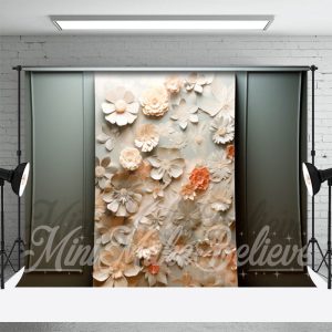 Dualtone Muted Flowers Painterly Retro Wall Backdrop - Aperturee