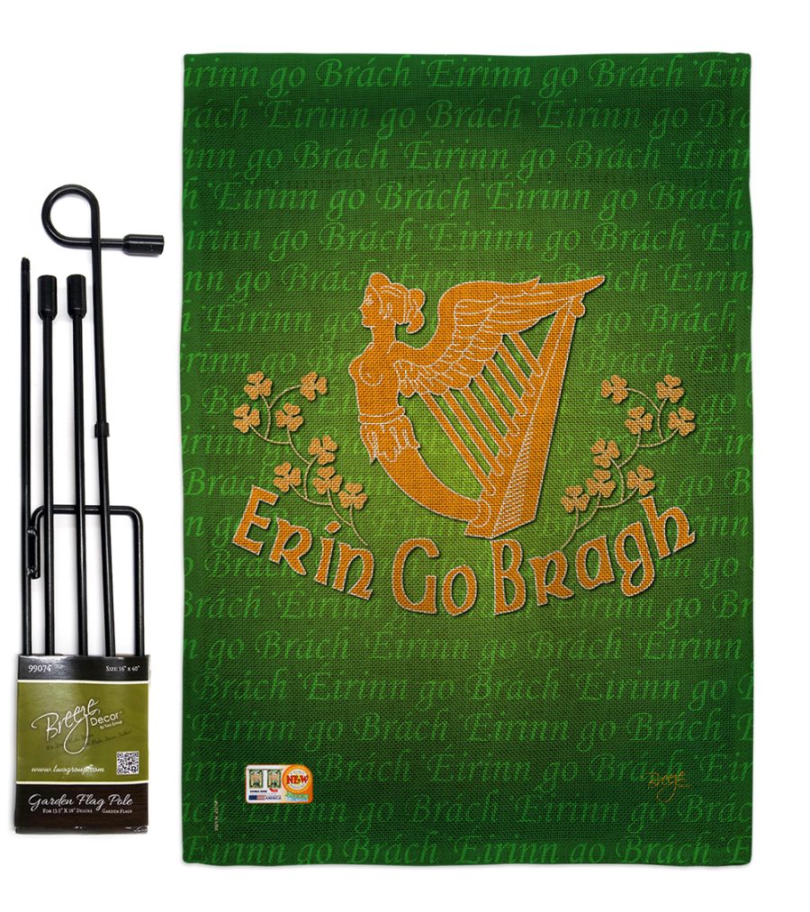 Erin Go Bragh Burlap - Impressions Decorative Metal Garden Pole Flag Set GS10203