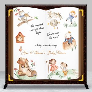 Fairy Tale Book Custom Name Baby Shower Backdrop - Aperturee