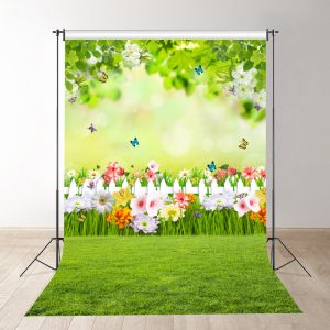 Floral Grass Butterflies Garden Spring Photo Backdrop - Aperturee