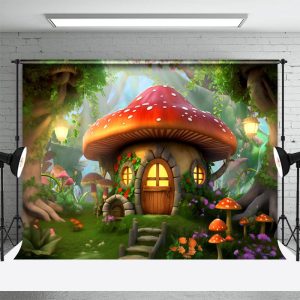 Floral Mushroom Enchanted Forest Spring Backdrop - Aperturee