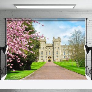 Floral Trees Windsor Castle Spring Photo Backdrop - Aperturee