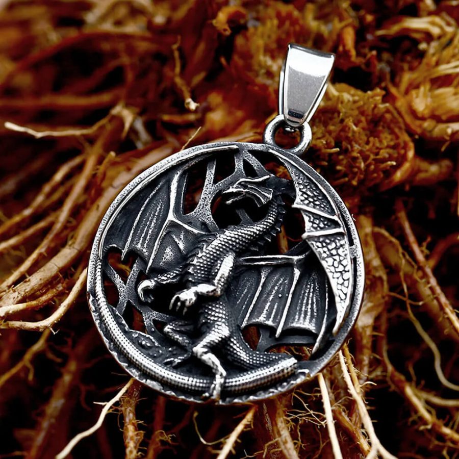 Flying Dragon 316L Stainless Steel Pendant Necklace