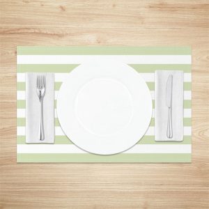 Fresh Green White Stripe Dining Set Of 4 Placemats - Aperturee