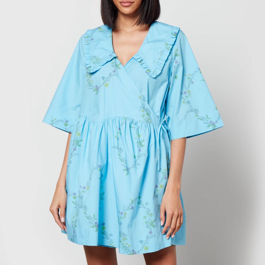 Ganni x Coggles Floral-Print Organic Cotton Wrap Dress - S/M
