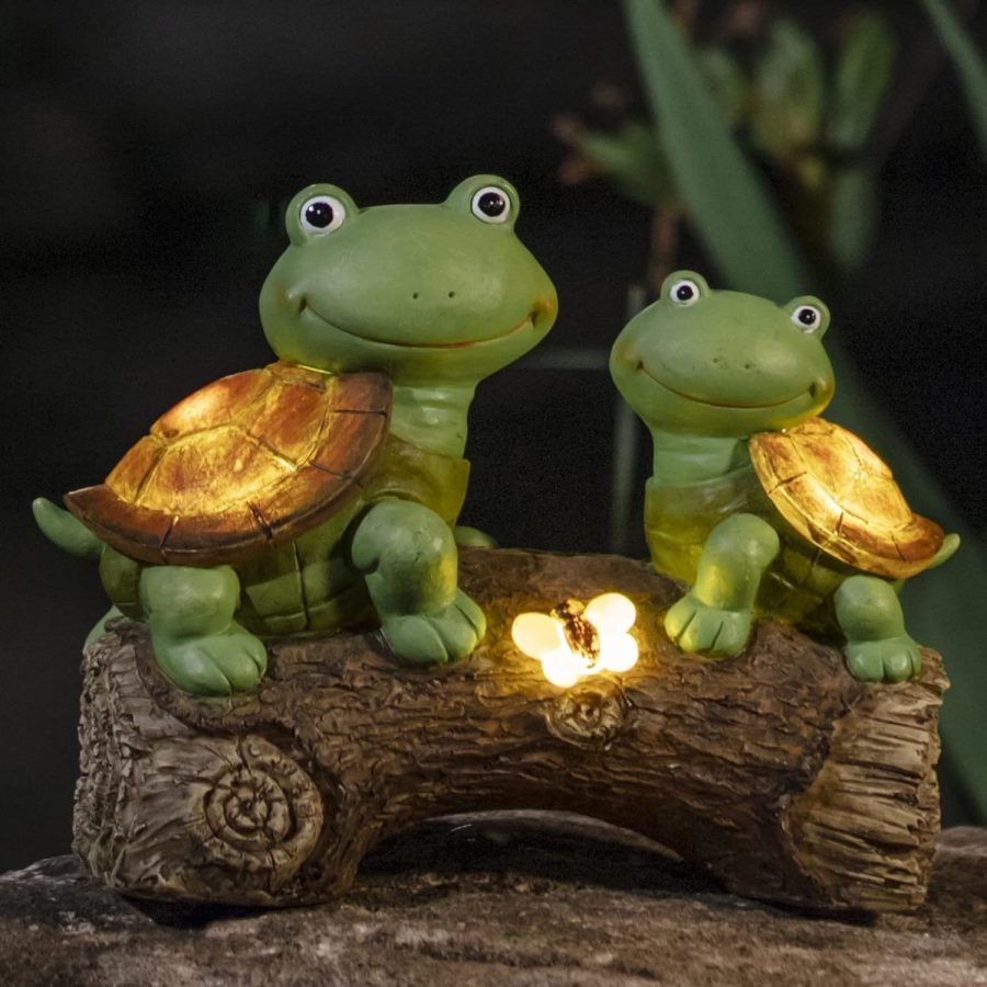 Garden Statue Turtles Figurine - Cute Frog Face Turtles Animal Sculpture With So