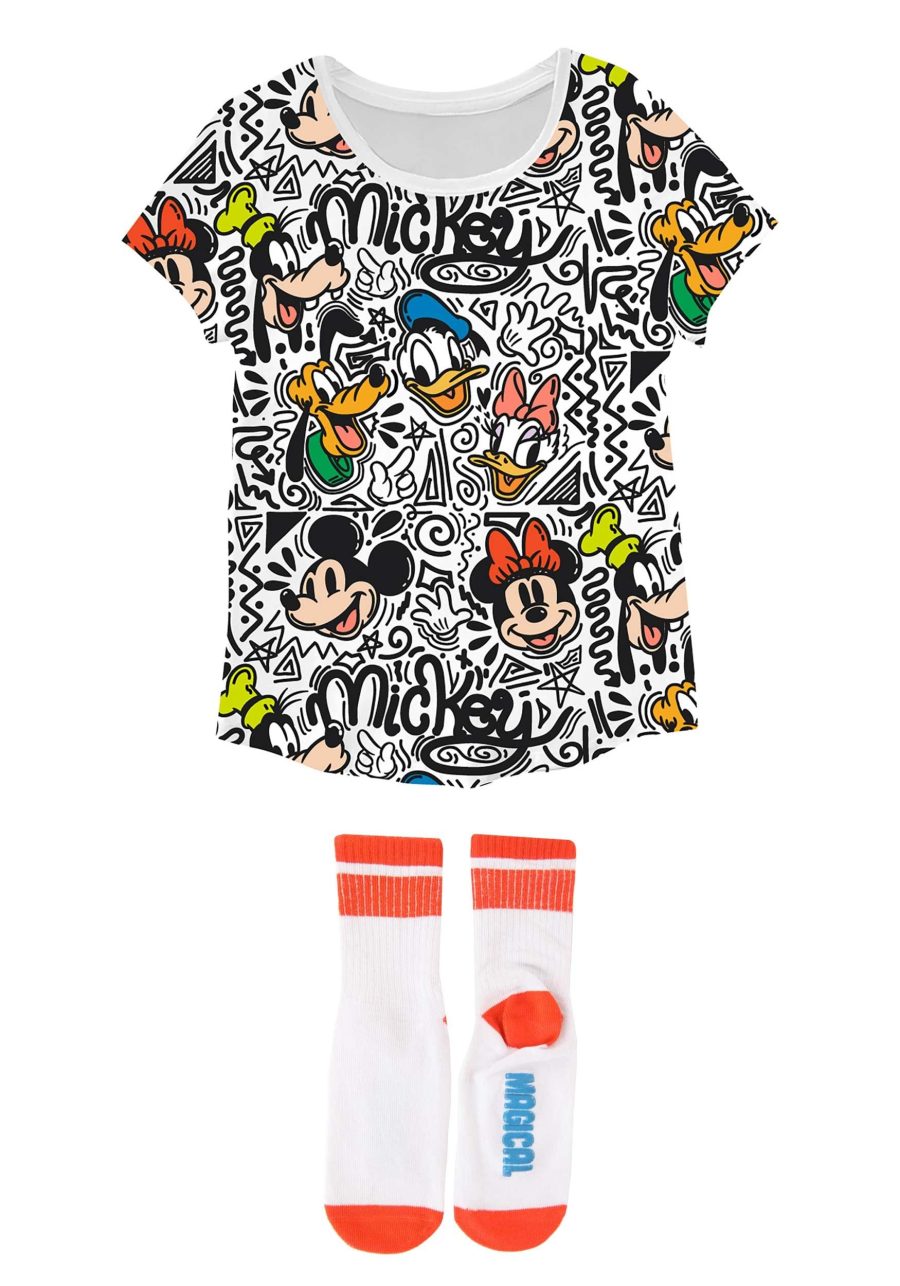 Girls Mickey And Friends Graffiti Doodle Tee