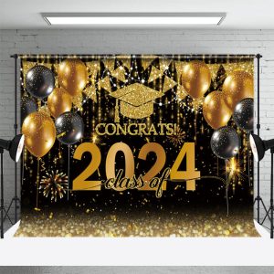 Glitter Balloon Congrats Class Of 2024 Photo Backdrop - Aperturee