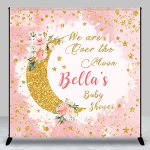 Glittle Pink Over The Moon Custom Baby Shower Backdrop - Aperturee