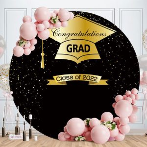 Gold And Black Round Class Of 2022 Backdrops - Aperturee