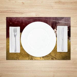 Gold Red Abstract Fabric Dining Set Of 4 Placemats - Aperturee