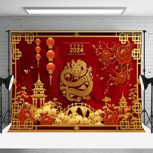 Gold Red Happy Chinese Year Of The Dragon Backdrop - Aperturee