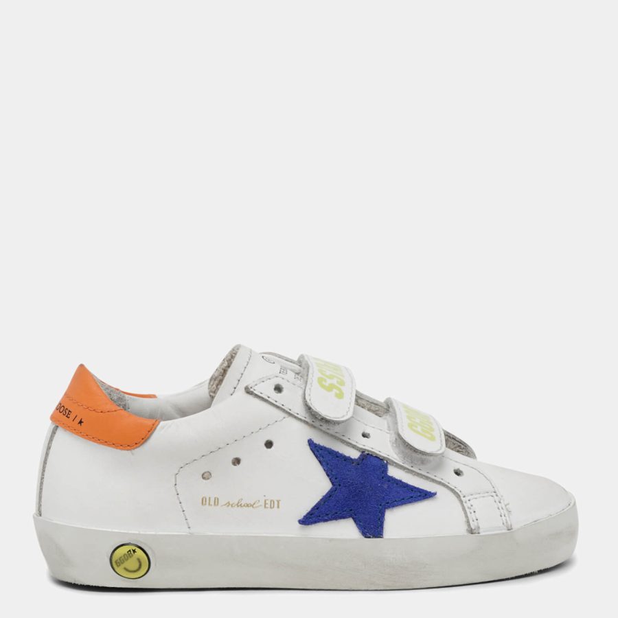 Golden Goose Toddlers' Old School Trainers - White/Bluette/Orange - UK 3 Infant